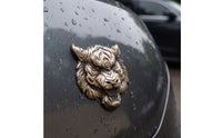 Antique Gold Tiger Face Car Emblem 3D Tiger Head Emblem Long-Lasting Hardware Thick for Bikers