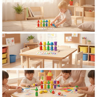 Wooden Matching Toy with Cards Fine Motor Color Matching Toy with Pegs Sorting Box with Cards Hands-on Hand-Eye Coordination