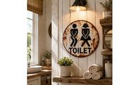 Round Metal Wall Plaque Decorative Lavatory Toilet Simple to Hang to Hang Restroom Plaque