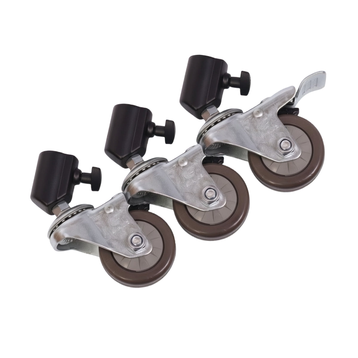 3 Pieces Studio Equipment Caster Metal Caster with Tube Mount 360° Rotation Casters for Video Production