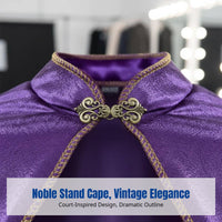 Plush Stand Collar Cloak, Court Style, Multicolor, Metal Buckle, Flowing Cape for Stage, Cosplay