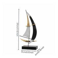 Wrought Iron Art Metal Sailboat Statue Artistic Accent Modern Sailboat Ornament Luxury Feel for Living Room, Entryway, Bookshelf