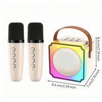 Bluetooth Portable Karaoke Machine with Two Microphones Compact Portable Karaoke Speaker with Microphones Rechargeable Multi-Function for Families, Adults, Parties