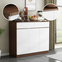 Buffet Cabinet with Drawers Two-Color Floor Standing Cabinet Modern Kitchen Cupboard with Doors for Dining Room, Apartment