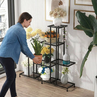 Corner Shelf Plant Stand for Indoor Plants and Garden Decor, Foldable Metal Plant Stands Indoor with Ornate Scrollwork, Heavy Duty Display Stand