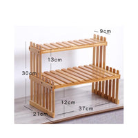 unobstructedSided Double-Layer Bamboo Plant Stand Rectangular Slatted Bamboo Plant Shelf Compact Garden Furniture Space Saving