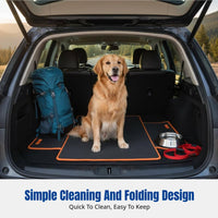SUV Car Trunk Pet Mat, Waterproof, Abrasion-Resistant, Universal Dog Seat Cover, Foldable, Black with Orange Edge