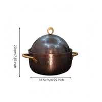 Hammered Copper Soup Pot Deep Body Japanese-Design Pot Loop Handle