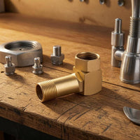 Angular Swivel Elbow Adapter Compact Brass Hose Elbow Gold-Toned 3/4 GHT Hose Adapter