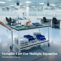 Anti Rolling Cart Locking Casters 2-Tier Tool Trolley Braking Wheels 2 Shelf Utility Cart for Craftsperson S, Technicians, Factory, Garage, Work Site
