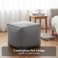 DIY Filling Unstuffed Pouf Cover Storage Solution Unstuffed Ottoman Slipcover Space Saving Floor Cushion Case Multifunctional for Homeowners, Students, Living Room, Playroom, Reading Nook, Entryway