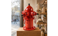 Galvanized Steel Desktop Fire Plug Glossy Industrial Fire Plug Decor Baked Paint Firefighter Inspired Ornament Chain Details