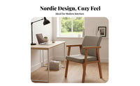 Ergonomic Design Solid Wood Study Chair Wide Armrests Upholstered Wood Armchair Stable Construction Padded Backrest Armchair High-Density Foam Cushion for Students, Office Workers, Homeowners, Reading Nook, Living Room, Bedroom, Kitchen