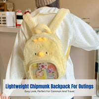Lightweight Chipmunk Plush Backpack, Cute Cartoon School Bag, Girls, Versatile, Travel
