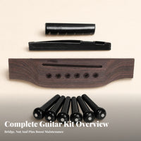 Rosewood Guitar Bridge Saddle Nut Set Brown Wood Grain 6-String Guitar Bridge Kit