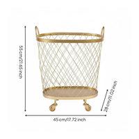 Wire Laundry Basket Large Capacity Rolling Laundry Hamper Breathable Household Storage for Washroom, Bedroom