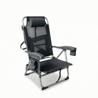 Folding Lounge Chair Low Slung Camping Chair with Headrest Padded for , Beach