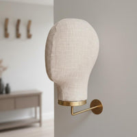 Textured Hat Display Head Gold Metal Textile-Covered Head Display Round Mounting Plate Wall-Mounted Hat Stand