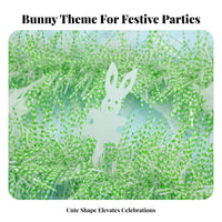 Easter Bunny Garland Shiny Colorful Tinsel Garland Lightweight Hare Festivity Streamer for Families, Teachers, Classroom, Garden, Office