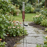 Clear Tube Solar Rain Gauge Printed Markings Metal Rain Gauge Stake for Lawn Decoration