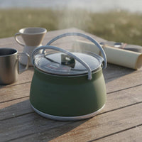 Space-Saving Foldable Silicone Kettle 1000ml Capacity Foldable Silicone Teapot Heat-Resistant Handle Portable Water Boiling Pot Fast Heating for Hikers, Campers