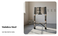 Heavy Duty Multi-Purpose Triangular-Frame Ladder Stable Triangular Structure Portable Step Ladder Non-Slip Feet Work Tool Self-Locking Mechanism for DIY Enthusiasts, Maintenance Workers, Indoor, Garage, Workshop, Job Sites