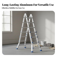 Versatile Folding Ladder Foldable Telescopic Aluminum Ladder Design Climbing Equipment for Contractors, Workers, Home, Garage, Outdoor