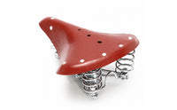 Curved Retro Shape Vintage Bike Saddle Brown-Red Finish Vintage Bike Seat Metal Rivets Faux Leather Saddle Shock Absorbing