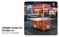 Street Vending Cart Multi-Functional Foldable Snack Stall With Wheels Street Mobile Vending Unit for Small Business Owners, Entrepreneurs