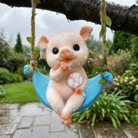 Pig Swing Ornament Rope Hanger Resin Pig Swing Statue Cute Glossy for Garden, Porch