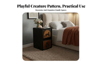 Compact Nightstand with Drawers Rounded Corners Panda Print 2-Drawer Cabinet Quiet Slide Rails Bedside Table Sturdy Design for Adults, Students, Parents, Small Areas, Dorm Room, Nursery, Entryway