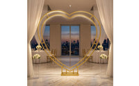 Heart Shaped Wedding Arch Double-Layer Heart Silhouette Metal Structure Arch Gilded Celebration Decor for Weddings, Events