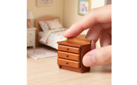 1:12 Scale Nightstand Realistic appearance:12 Scale Bedside Table Three Drawers Mini Wooden Bedside Cabinets