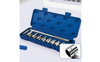 10 Pieces Ratchet Socket Tool Set with Case Chrome-Finished Socket Wrench Set Textured Gripping Tools for Cyclists, Mechanics, Roadside Repair