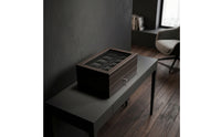 Watch Display Case with Glass Lid Woodwatch with Textured Finish Display Case Luxury for Collectors, Dresser, Closet