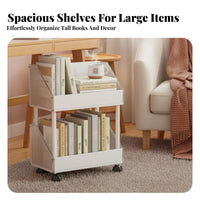 Rolling Design Under-Desk Book Trolley Space-Saving 2-Tier Wheeled Shelf Multi-Functional Storage Cart 360° Swivel Wheels for Office Workers, Homeowners, Bedroom, Study Room, Small Areas, Kitchen