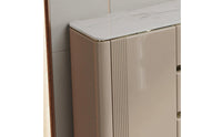 Sideboard with Metal Legs Marble-Look Sideboard Cabinet with Storage Modern Storage Cabinet for Dining Room, Entryway