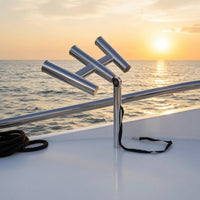 Retaining Strap Boat Fishing Rod Holder Polished Metal Multi-Angle Rod Holder
