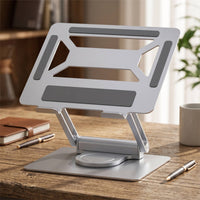 Laptop Stand with Docking Station Low-Profile Multiport Adapter Ergonomic Computer Riser with Docking Station for Students, Home Office, Desk
