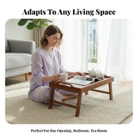 Japanese-Design Design Tatami Tea Table with Storage Sturdy Construction Tatami Desk Stable Structure Household Furniture Rounded Corners for Minimalists, Apartment Dwellers, Families, Bay Window, Bedroom, Floor Seating Area, Living Room