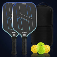 2 Pieces Pickleball Paddle Set T700 Pickleball Set with Balls and Bag Friction Surface Better Control for Beginners