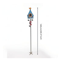 Decorative Birdhouse Garden Stake Whimsical Birdhouse with Ground Spike Rustic Metal Garden Stake Functional for Patio