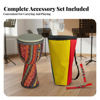Beginner Friendly Djembe Drum Goatskin Drumhead Rope-Tuned Djembe Goat Skin Head Percussion Instrument Rich Resonant Sound for Beginners, Musicians, Live Performances, Jam Sessions, Outdoor Gatherim, Travel