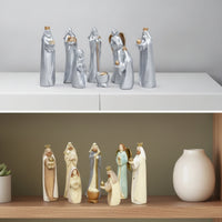 8 Pieces Nativity Scene Figurines Tabletop Nativity Set Resin Decorations for Mantel, Bookshelf