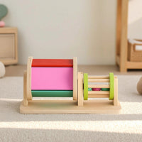 Spinning Drum Educational Method Rolling Drum Rolling Rattle Sensory Wooden Roller Toy Rotating for Babies, Playroom, Nursery