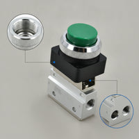 Pneumatic Valve with Push Button Compact Mechanical Pneumatic Valve Aluminum Alloy for Machinists, Machine Controls