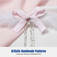 Feather Hair Clip, Traditional Chinese Victorian Headpiece, Long Ribbon, Handmade Sweet Hair Accessory