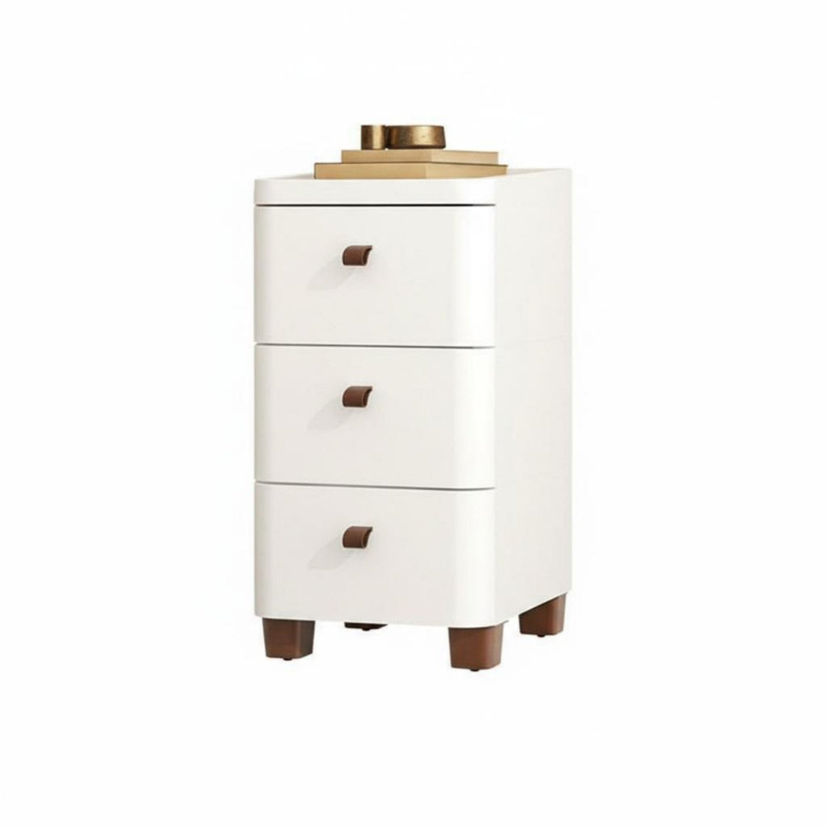 Space-Saving Slim Bedside Table with Drawer Modern Minimalist aesthetic Narrow Drawer Cabinet Multi-Purpose Nightstand Rounded Corners for Apartment Dwellers, Students, Homeowners, Bedroom, Next to Bed, Small Spaces, Dorm Room