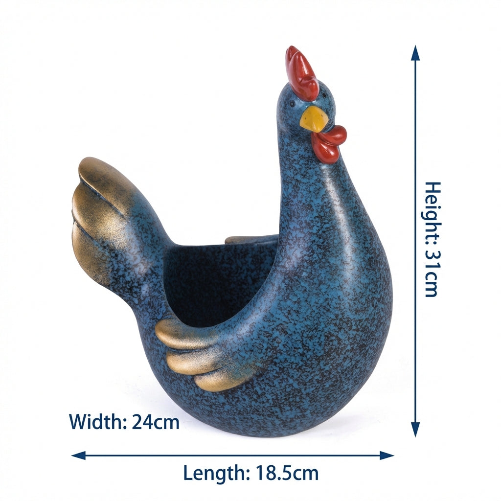 Entryway Catchall Dish Nordic Aesthetic Male Chicken Storage Ornament Housewarming Gift Hen Shaped Trinket Holder for New Homeowners, Living Room