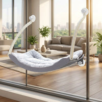 Hanging Cat Bed, Window Cat Bed with Hammock Replacement Core (Scratch Pad), Frame Cat Hammock, Space Saving Window Perch for Sunbathing